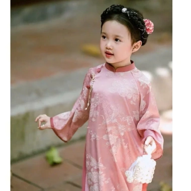 Áo Dài Gấm Hòng Cổ Điển Size 10-30kg Cho Bé Gái - Mặc Tết Giá Ưu Đãi 190k
