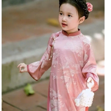 Áo Dài Gấm Hòng Cổ Điển Size 10-30kg Cho Bé Gái - Mặc Tết Giá Ưu Đãi 190k