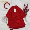 Áo dài gấm lụa 2 lớp hoa cúc đỏ A&V KIDS cho bé gái - Tết 2.026 giá 230k 4