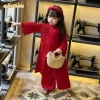 Áo dài gấm lụa 2 lớp hoa cúc đỏ A&V KIDS cho bé gái - Tết 2.026 giá 230k 7