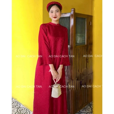 Áo dài gấm suông cao cấp MIXI - Cách tân nữ trẻ, sang trọng cho đám cưới, lễ tết - Giá 180.000₫ 4