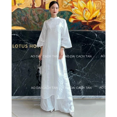 Áo dài gấm suông cao cấp MIXI - Cách tân nữ trẻ, sang trọng cho đám cưới, lễ tết - Giá 180.000₫ 7