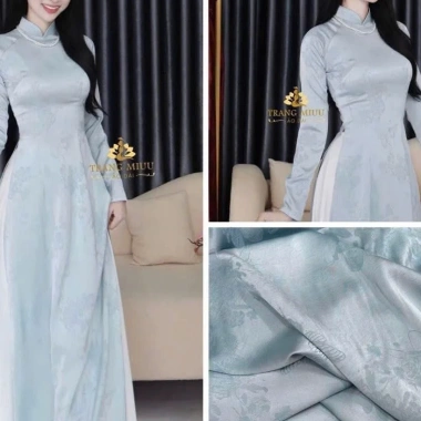 Áo dài gấm Thiên Điệp cổ cao 3cm, ít nhăn, kiểu giáng truyền thống - Giá 390.000đ 4