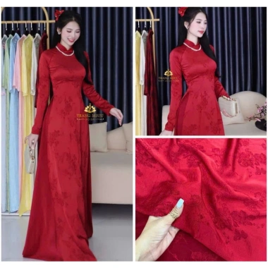 Áo dài gấm Thiên Điệp cổ cao 3cm, ít nhăn, kiểu giáng truyền thống - Giá 390.000đ 7