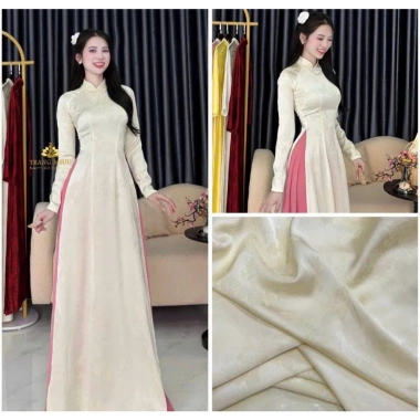 Áo dài gấm Thiên Điệp cổ cao 3cm, ít nhăn, kiểu giáng truyền thống - Giá 390.000đ 8