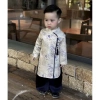 Áo Dài Gấm Trắng và Quần Lụa Xanh Than - Thời Trang Tết 2.026 Bé Trai Giá 265k 5