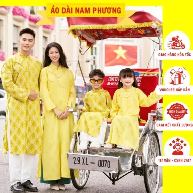 Áo Dài Gia Đình Tết 2.026 Đoàn Viên Lụa Gấm Mềm Mại Form Suông - Áo Dài Nam Phương Giá 262k