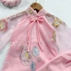 Áo Dài Hoa Hồng Voan Pháp Mềm Mại Cho Bé - Cách Tân Giá 189.000đ 9