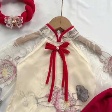 Áo Dài Hoa Sen Kem Bé Gái - Truyền Thống Tết, Đi Tiệc, Giá 198.000 VNĐ 5