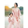 Áo dài hồng pastel bé gái Phù Dung - Trang phục tết cách tân 4 tà vải, giá chỉ 220.000 VND