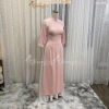 Áo dài hồng phấn mịn Chaang vải lụa 2 tà cổ vuông tay lỡ - May sẵn tiệc lễ tết 3