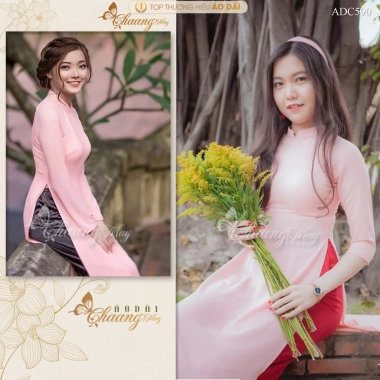Áo Dài Hồng Phấn Truyền Thống ADC590 Cổ Vuông Vải Lụa Co Giãn - May Sẵn, Đẹp Chụp Ảnh Dự Tiệc Lễ, Giá Ưu Đãi 261k