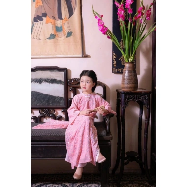 Áo dài kim sa bé gái - Thiết kế Tết cách tân, lấp lánh, phong cách điệu đà, chỉ 129k
