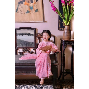 Áo dài kim sa bé gái - Thiết kế Tết cách tân, lấp lánh, phong cách điệu đà, chỉ 129k