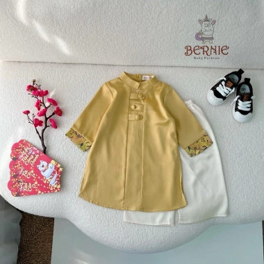Áo dài lụa cách tân Bernie bé trai kèm quần - mềm tay, phối gấm, giá 248k 10