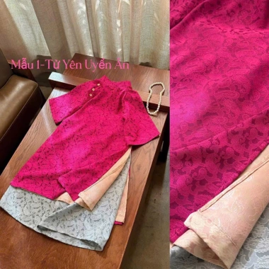 Áo Dài Lụa Gấm 4 tuổi cho Bé Gái - Thiết kế Tết 2.026, Giá ưu đãi 379,050 VND 6