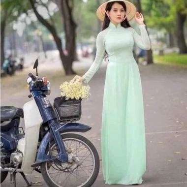 Áo dài lụa mỹ 4 tà trơn, tay dài, cổ cao 3cm, dài 1.4m - Giá chỉ 94.000₫ 3