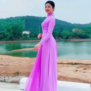 Áo dài lụa mỹ 4 tà trơn, tay dài, cổ cao 3cm, dài 1.4m - Giá chỉ 94.000₫ 5