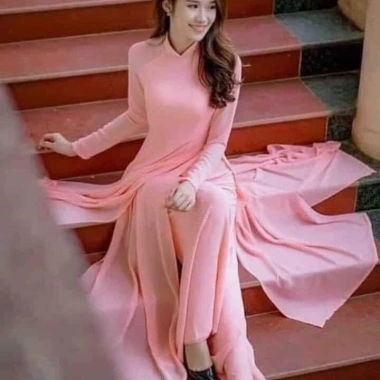 Áo dài lụa mỹ 4 tà trơn, tay dài, cổ cao 3cm, dài 1.4m - Giá chỉ 94.000₫ 6