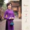 Áo dài lụa Mỹ tím huế CHAANG ADC591 cổ vuông co giãn 4 chiều, form đẹp, may sẵn 3