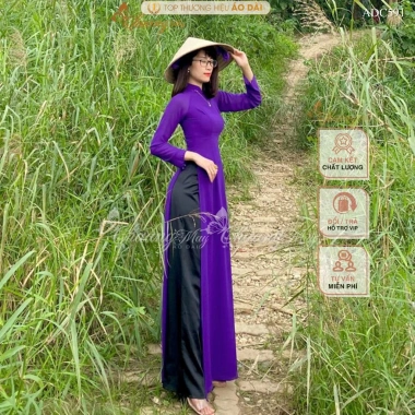 Áo dài lụa Mỹ tím huế CHAANG ADC591 cổ vuông co giãn 4 chiều, form đẹp, may sẵn 10 Áo dài lụa Mỹ tím huế CHAANG ADC591 cổ vuông co giãn 4 chiều, form đẹp, may sẵn 10