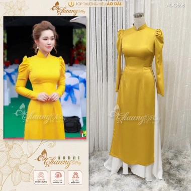 Áo dài lụa tay phồng Chaang ADC558: May sẵn, tay bồng, lụa tây sang trọng, giá 261k