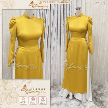 Áo dài lụa tay phồng Chaang ADC558: May sẵn, tay bồng, lụa tây sang trọng, giá 261k 2