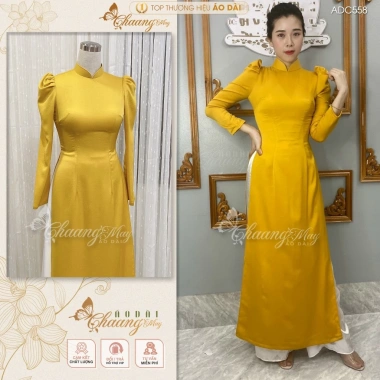 Áo dài lụa tay phồng Chaang ADC558: May sẵn, tay bồng, lụa tây sang trọng, giá 261k 4