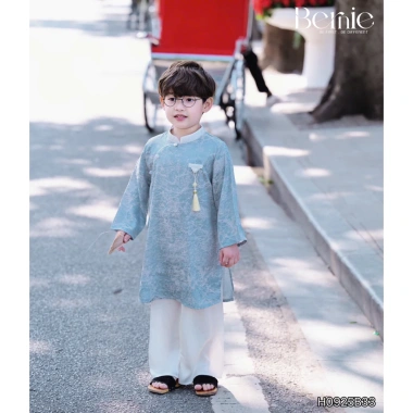 Áo dài lụa thanh tâm bé trai Bernie FASHION – Sang trọng lễ tết, giảm 20%