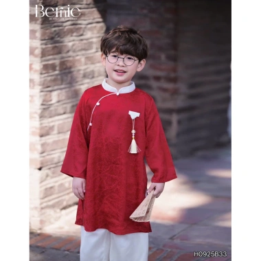 Áo dài lụa thanh tâm bé trai Bernie FASHION – Sang trọng lễ tết, giảm 20%