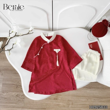 Áo dài lụa thanh tâm bé trai Bernie FASHION – Sang trọng lễ tết, giảm 20%