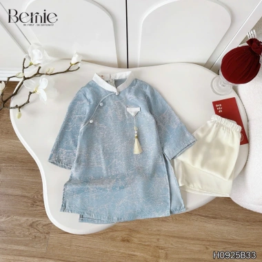 Áo dài lụa thanh tâm bé trai Bernie FASHION – Sang trọng lễ tết, giảm 20%