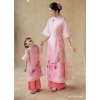 Áo dài mẹ bé chất tơ Hàn đính hoa tỉ mỉ, mềm mại, siêu xinh, độc đáo, thiết kế tinh tế cho lễ Tết Trung Thu – Giá ưu đãi 230k