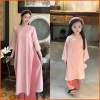 Áo Dài mẹ và bé cổ tròn đính nơ lụa - Thiết kế lễ Tết xinh đẹp, chỉ 240.000đ