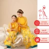 Áo dài mẹ và bé Cúc Vàng Mộc Trà 4 tà 2 lớp - Đính kết thủ công cao cấp, chỉ 339k 6
