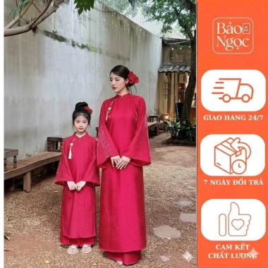 Áo dài mẹ và bé gái CÁT TƯỜNG 2.026 – Thiết kế tinh tế, chất liệu lụa mềm, áo dài tết Bảo Ngọc đồ lễ hội giá 299.000
