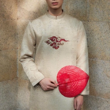 Áo Dài Nam Bảo Long Tafta Muối Tiêu Cao Cấp - Màu Be Ánh Vàng, Xanh Bạc Hà, Phom Đứng Lịch Lãm, Giá 404.000₫