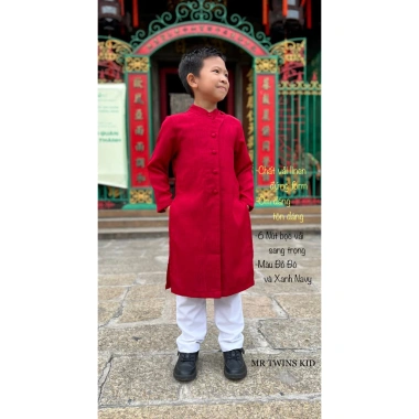 Áo Dài Nam & Bé Trai 6 Nút Linen MR TWINS KID Size 9-45kg - Giá ưu đãi 267.790đ