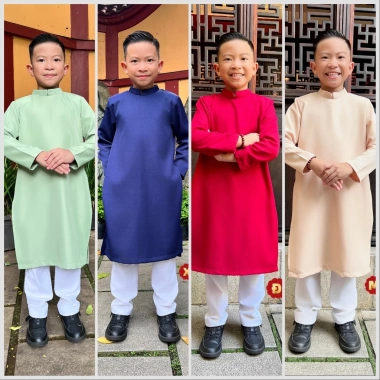 Áo Dài Nam Bé Trai Độn Vai 2Vai Thẳng Rộng MR TWINS KID 10-46kg Không kèm quần