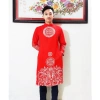 Áo dài nam cách tân đỏ họa tiết truyền thống dân tộc - Giá xưởng 339.000 VNĐ, 7 ngày đổi trả 2