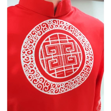 Áo dài nam cách tân đỏ họa tiết truyền thống dân tộc - Giá xưởng 339.000 VNĐ, 7 ngày đổi trả