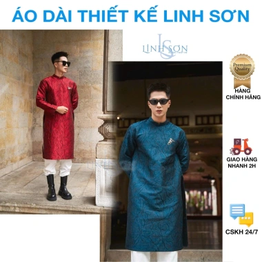 Áo dài Nam cách tân gấm cao cấp hoạ tiết Ly 3 màu - Trend Tết hiện đại Linh Sơn