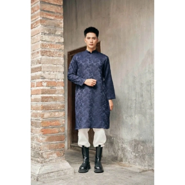 Áo Dài Nam Cách Tân Gấm Vân Lá Độc Đáo Sang Trọng Tết, Giá 409.000đ KHÔNG QUẦN 7