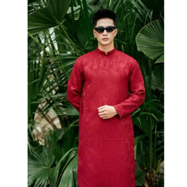 Áo Dài Nam Cách Tân Gấm Vân Lá Độc Đáo Sang Trọng Tết, Giá 409.000đ KHÔNG QUẦN 10
