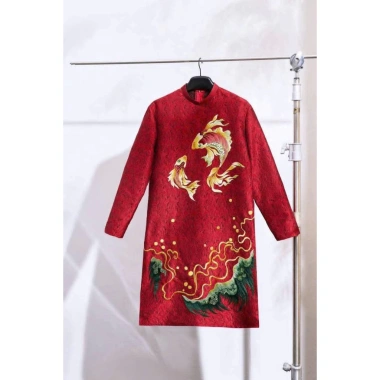 Áo dài nam cách tân hoa văn lý ngư chất tuyết mưa - Mặc Tết biểu diễn văn nghệ, giảm giá 349.000₫
