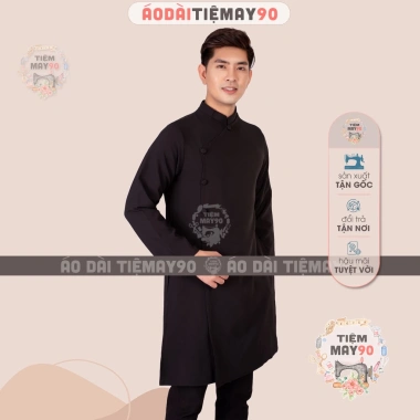 Áo dài nam cách tân Nhung truyền thống Tiệm 90 - May sẵn màu đỏ, đô vàng, xanh cho tiệc cưới lễ tết AD90.131 10