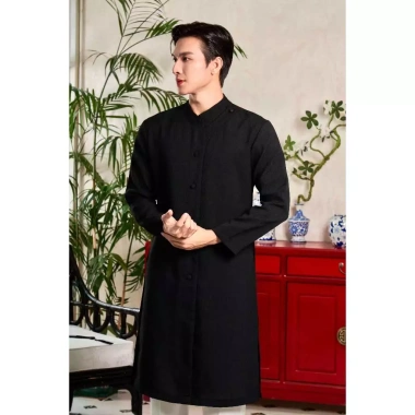 Áo Dài Nam Cách Tân Nút Bọc Vải Linen - Mr Twins, không kèm quần, giá 380k 7
