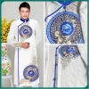 Áo dài nam cách tân trắng in Trống Đồng Sơn, ngũ thân, lễ tết & dẫn MC – 339.000đ