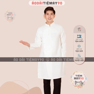 Áo Dài Nam Cách Tân Trắng Vải Tafta Dáng Lịch Lãm - Dự Tiệc Cưới Lễ Tết, Giảm Giá 23% AD90.121