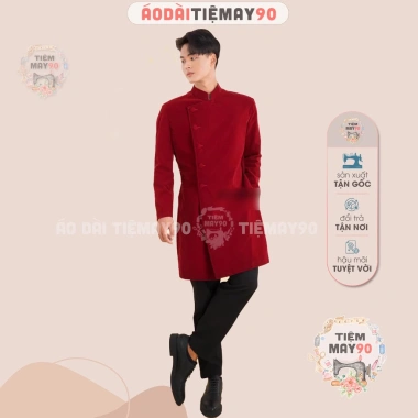 Áo Dài Nam Cách Tân Trắng Vải Tafta Dáng Lịch Lãm - Dự Tiệc Cưới Lễ Tết, Giảm Giá 23% AD90.121